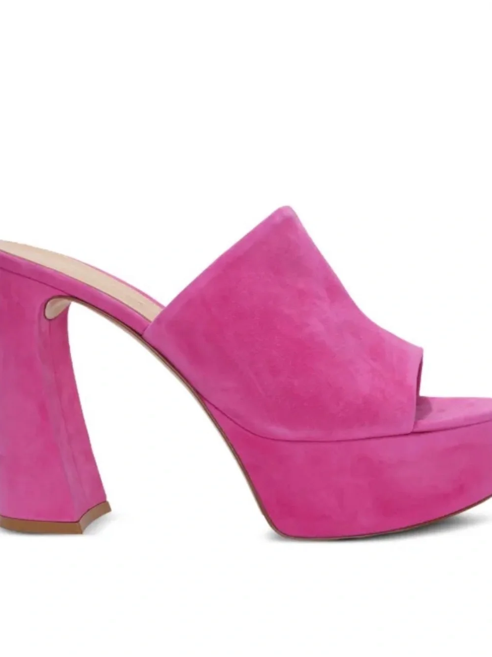Gianvito Rossi Hot Pink Suede Platform Slide Sandals